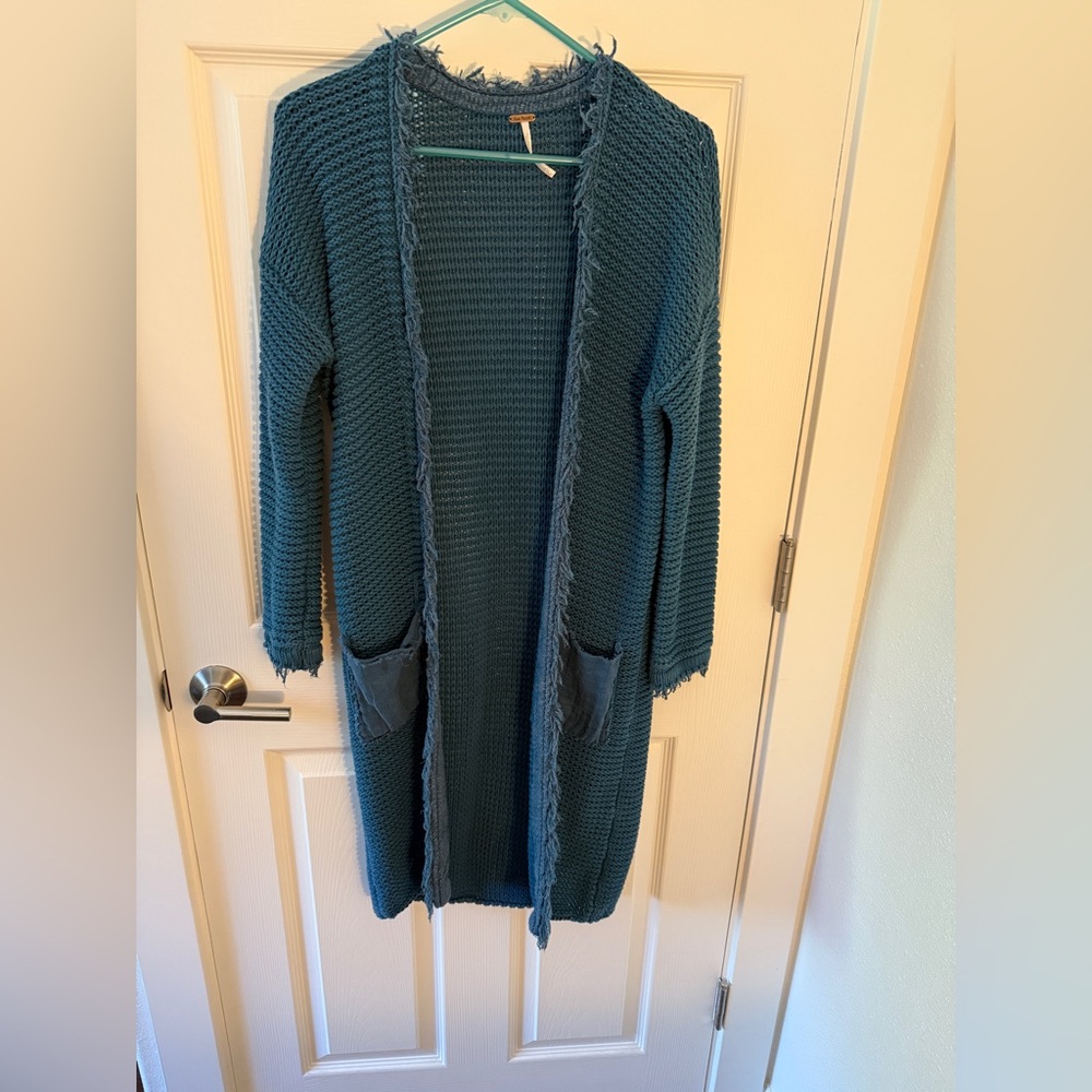 Free People Teal Open-Front Cardigan Sweater